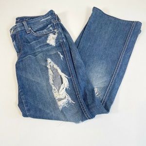 7 For All Mankind Womens A Pocket Bootcut Distressed Jeans Blue 27 Low Rise